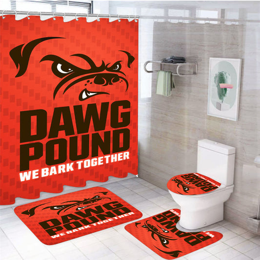 Cleveland Browns Dawg Pound Bark Together 4Pcs Bathroom Set Shower Curtain