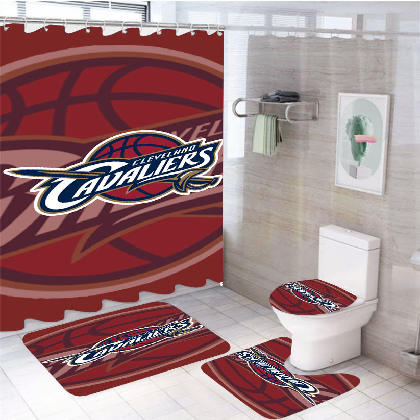 Cleveland Cavaliers Basket 4Pcs Bathroom Set Shower Curtain