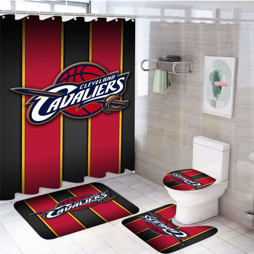 Cleveland Cavaliers Basketball Club Wallpapers 4Pcs Bathroom Set Shower Curtain