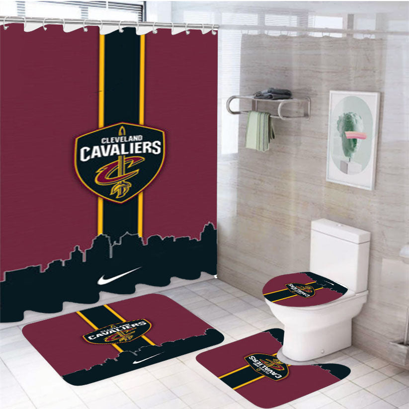 Cleveland Cavaliers Basketball Team 4Pcs Bathroom Set Shower Curtain