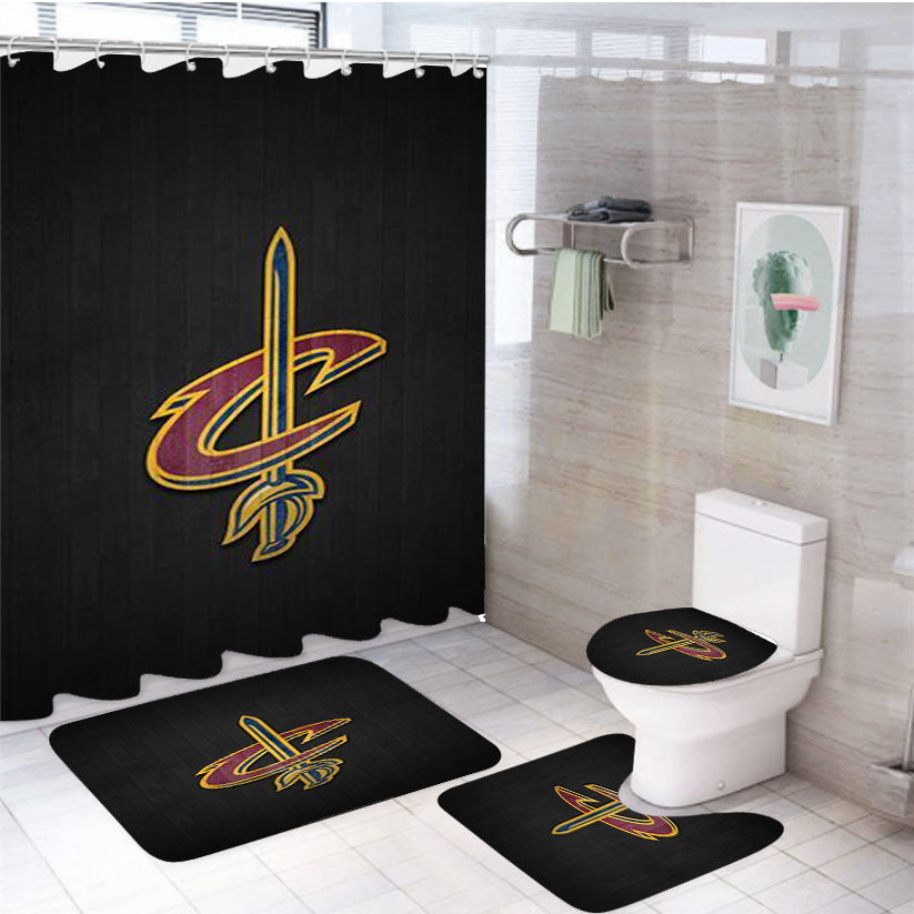 Cleveland Cavaliers Emblem 4Pcs Bathroom Set Shower Curtain