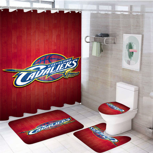 Cleveland Cavaliers Hardwood 4Pcs Bathroom Set Shower Curtain