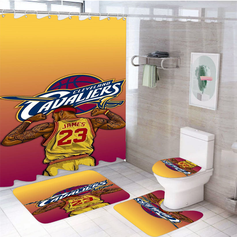 Cleveland Cavaliers James 4Pcs Bathroom Set Shower Curtain