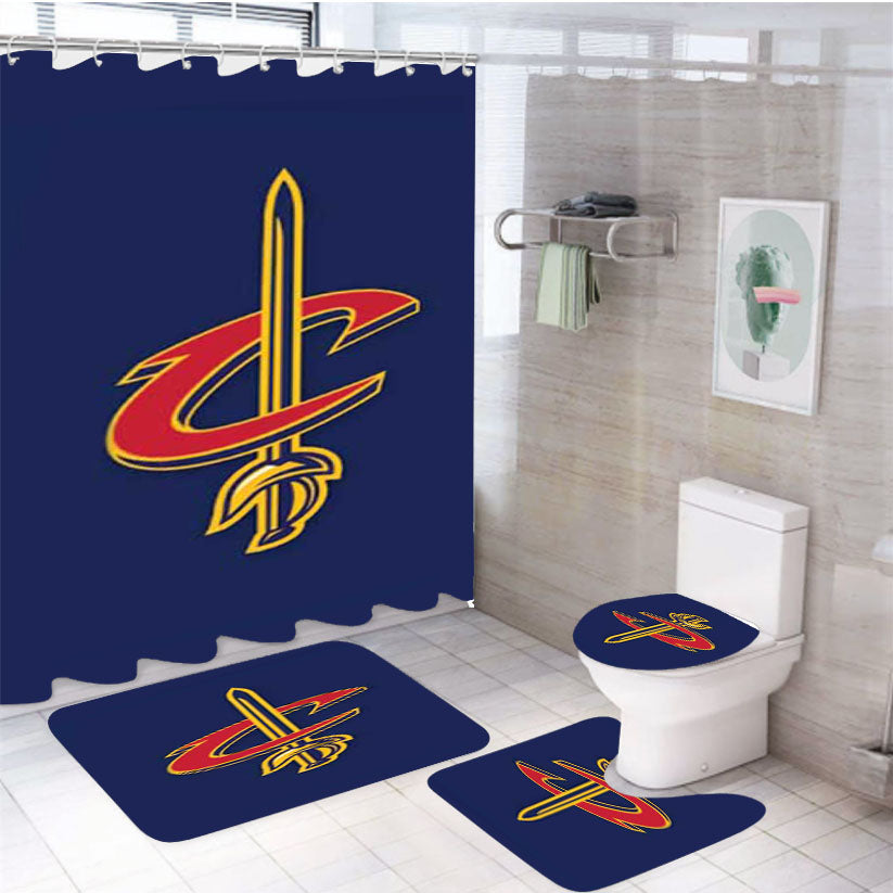 Cleveland Cavaliers Logo Sword 4Pcs Bathroom Set Shower Curtain