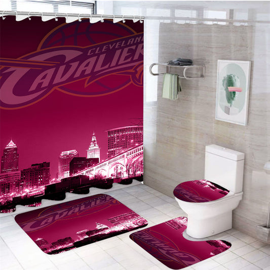 Cleveland Cavaliers Night City 4Pcs Bathroom Set Shower Curtain