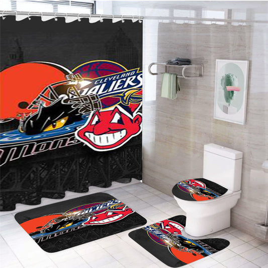 Cleveland Cavaliers Sports 4Pcs Bathroom Set Shower Curtain
