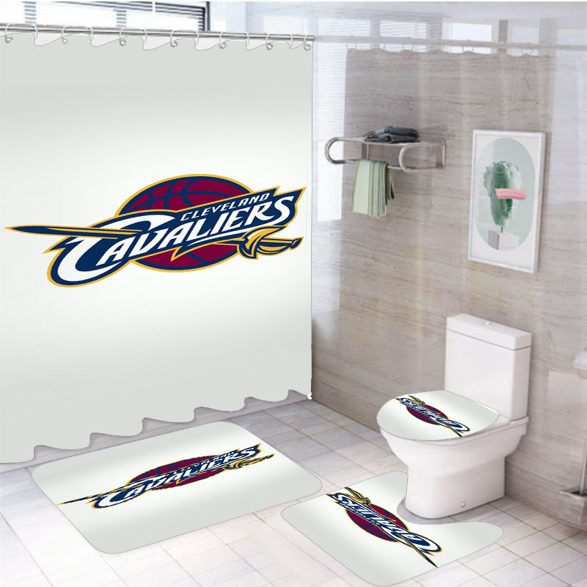 Cleveland Cavaliers Wallpaper 4Pcs Bathroom Set Shower Curtain