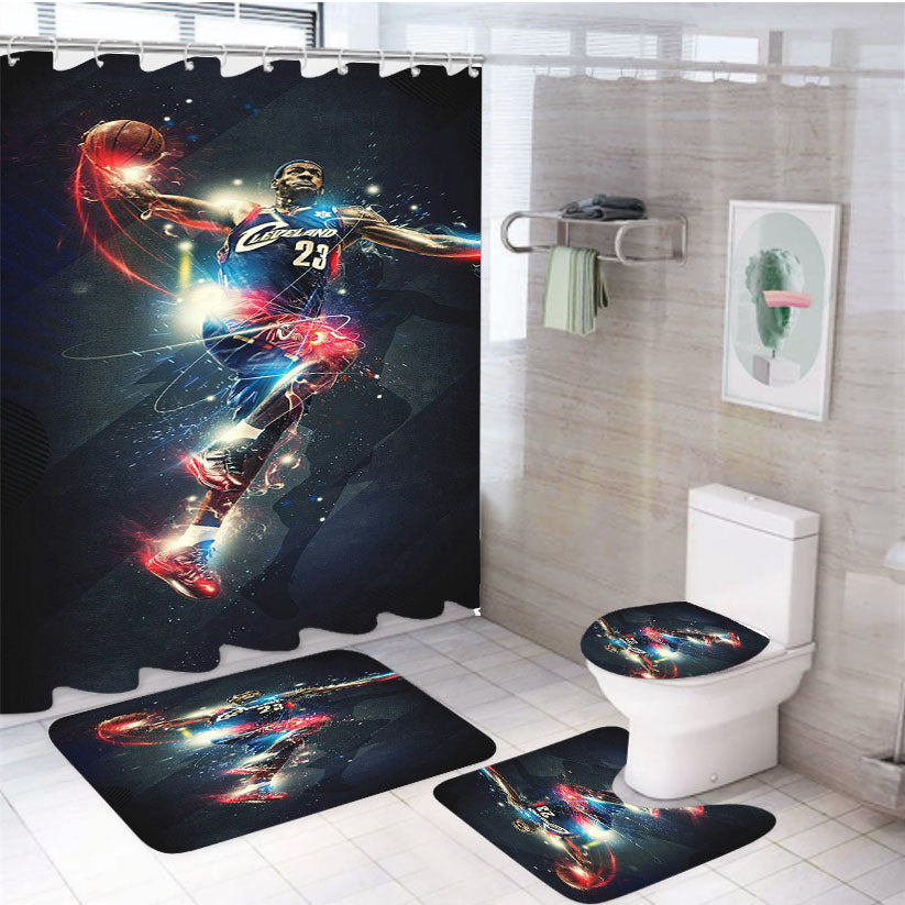 Cleverland 23 Basketball 4Pcs Bathroom Set Shower Curtain