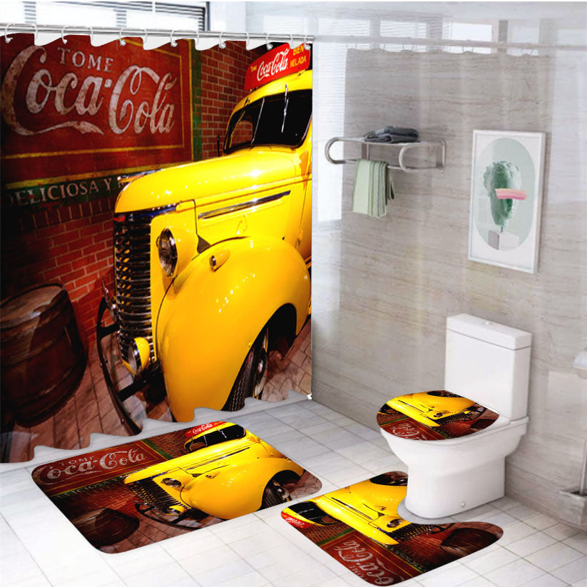 Coca Cola Truck 4Pcs Bathroom Set Shower Curtain
