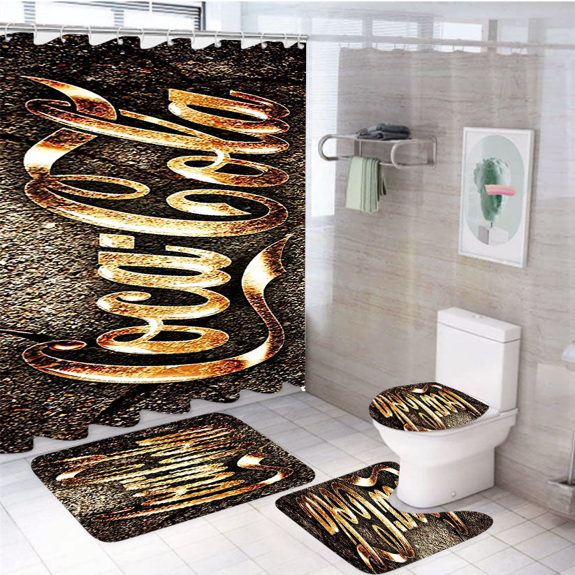 Coca Cola Vintage Stone 4Pcs Bathroom Set Shower Curtain