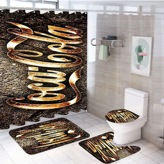 Coca Cola Vintage Stone 4Pcs Bathroom Set Shower Curtain