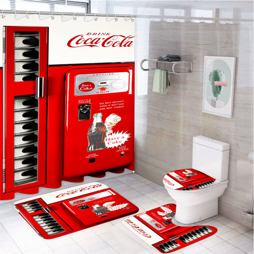 Cocacola Machine 4Pcs Bathroom Set Shower Curtain