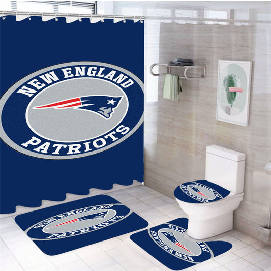 Color New England Patriots Logo 4Pcs Bathroom Set Shower Curtain