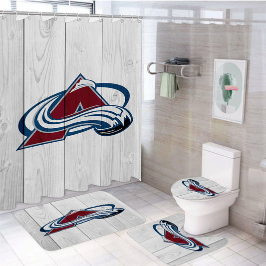 Colorado Avalanche Nhl Logo 4Pcs Bathroom Set Shower Curtain
