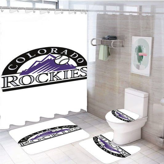 Colorado Rockies Baseball Logo White 4Pcs Bathroom Set Shower Curtain