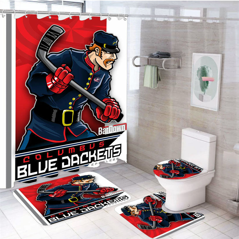 Columbus Blue Dackets Hockey 4Pcs Bathroom Set Shower Curtain