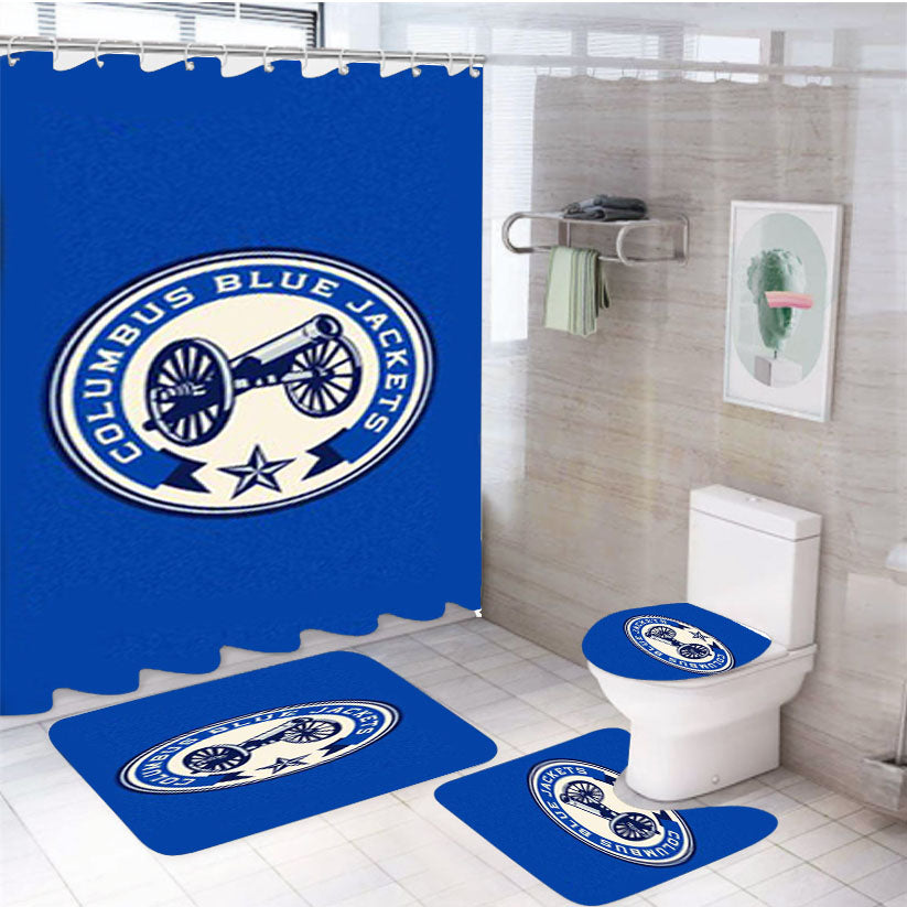Columbus Blue Jackets 4Pcs Bathroom Set Shower Curtain