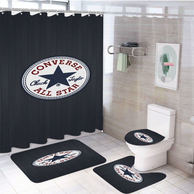 Converse All Star Logo 4Pcs Bathroom Set Shower Curtain