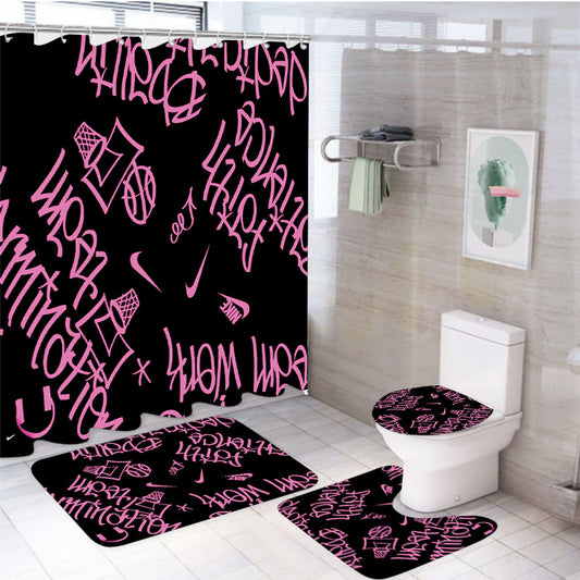 Cool Nba Sport Basketball Quotes Wallpapers 4Pcs Bathroom Set Shower Curtain