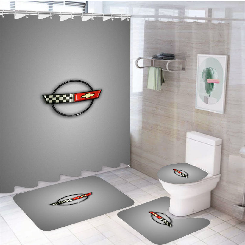 Corvette C4 Flag 4Pcs Bathroom Set Shower Curtain