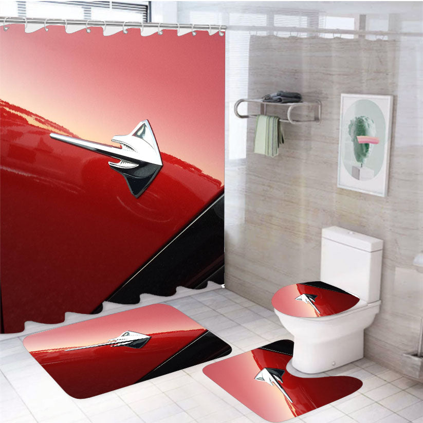 Corvette Stingray Re 4Pcs Bathroom Set Shower Curtain