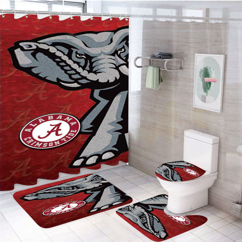 Crimson Tide Rough 4Pcs Bathroom Set Shower Curtain
