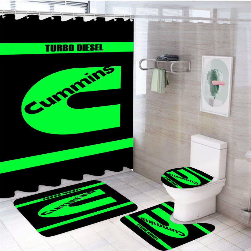 Cummins Turbo Diesel 4Pcs Bathroom Set Shower Curtain