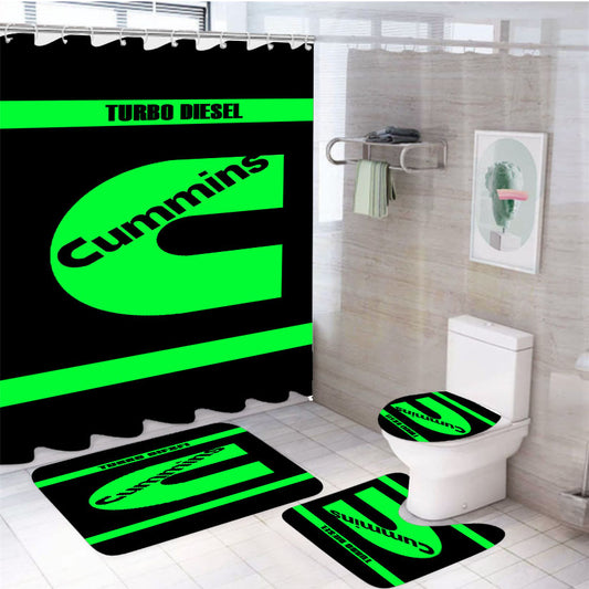 Cummins Turbo Diesel 4Pcs Bathroom Set Shower Curtain