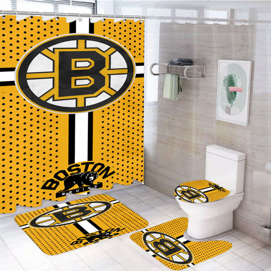 Custom Boston Bruins Hockey 4Pcs Bathroom Set Shower Curtain