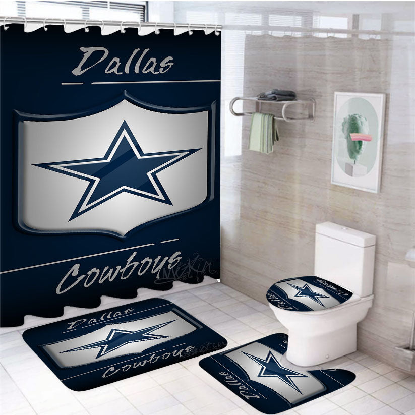 Dallas Cowboys, Blue, Dak Prescott, East 4Pcs Bathroom Set Shower Curtain
