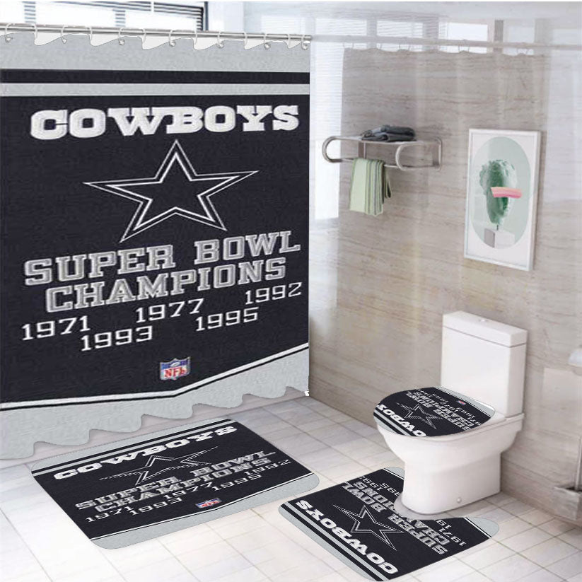 Dallas Cowboys Banner Texture 4Pcs Bathroom Set Shower Curtain
