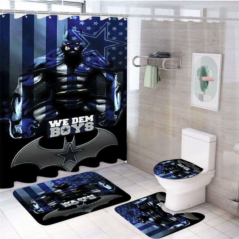 Dallas Cowboys Batman 4Pcs Bathroom Set Shower Curtain