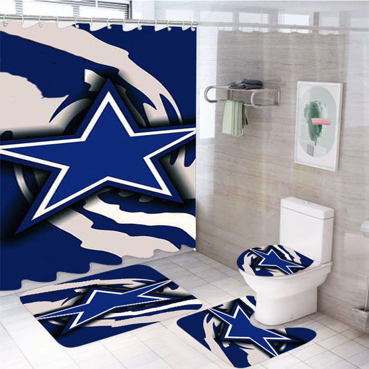 Dallas Cowboys Blue 1 4Pcs Bathroom Set Shower Curtain