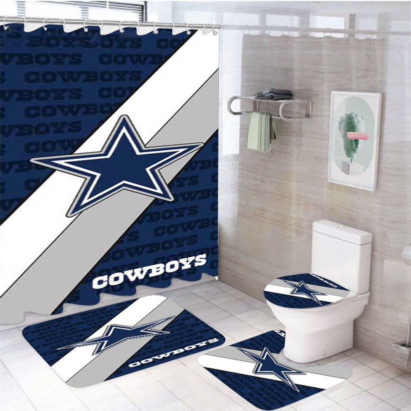 Dallas Cowboys Diagonal 4Pcs Bathroom Set Shower Curtain