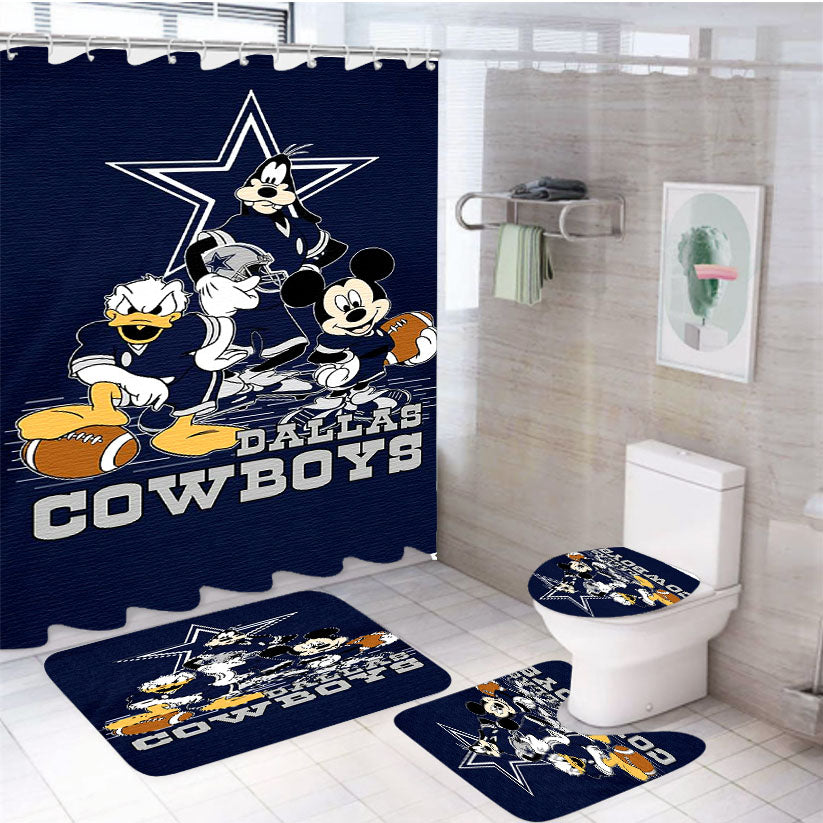 Dallas Cowboys Disney 4Pcs Bathroom Set Shower Curtain