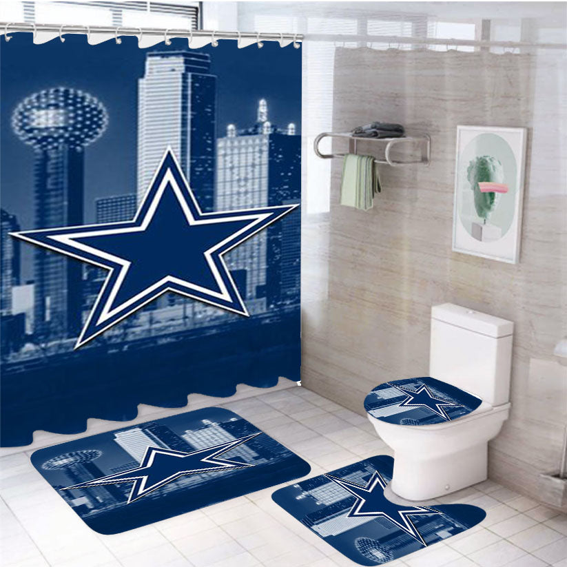 Dallas Cowboys Emblem 4Pcs Bathroom Set Shower Curtain