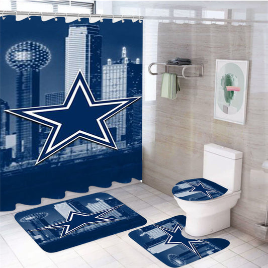 Dallas Cowboys Emblem 4Pcs Bathroom Set Shower Curtain