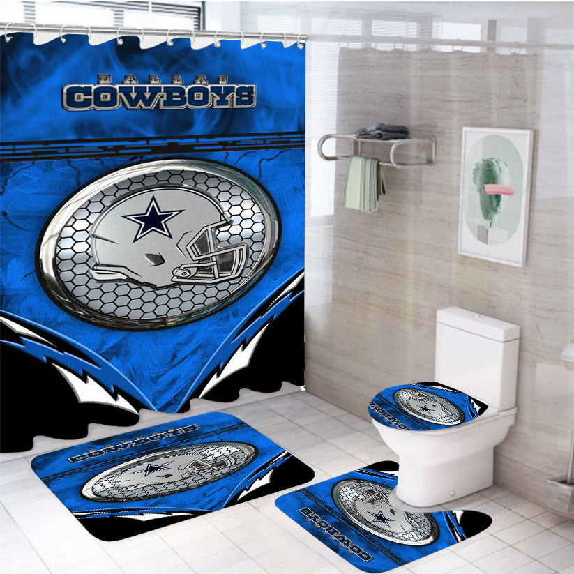 Dallas Cowboys Helmet 4Pcs Bathroom Set Shower Curtain