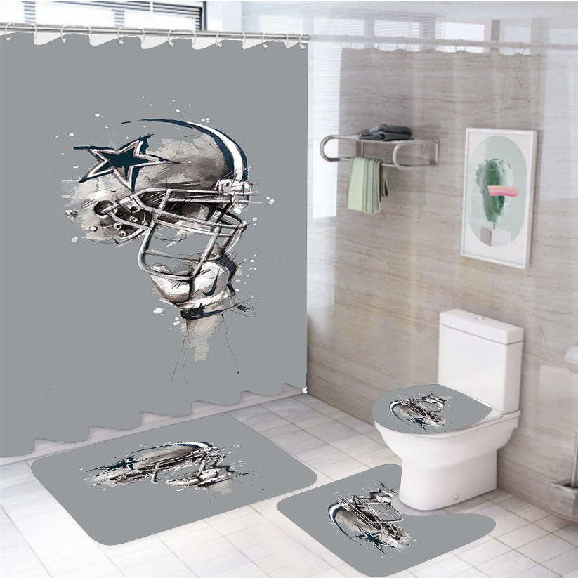Dallas Cowboys Helmet Painting Florian Nicolle 4Pcs Bathroom Set Shower Curtain