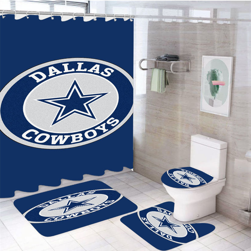 Dallas Cowboys Logo 4Pcs Bathroom Set Shower Curtain