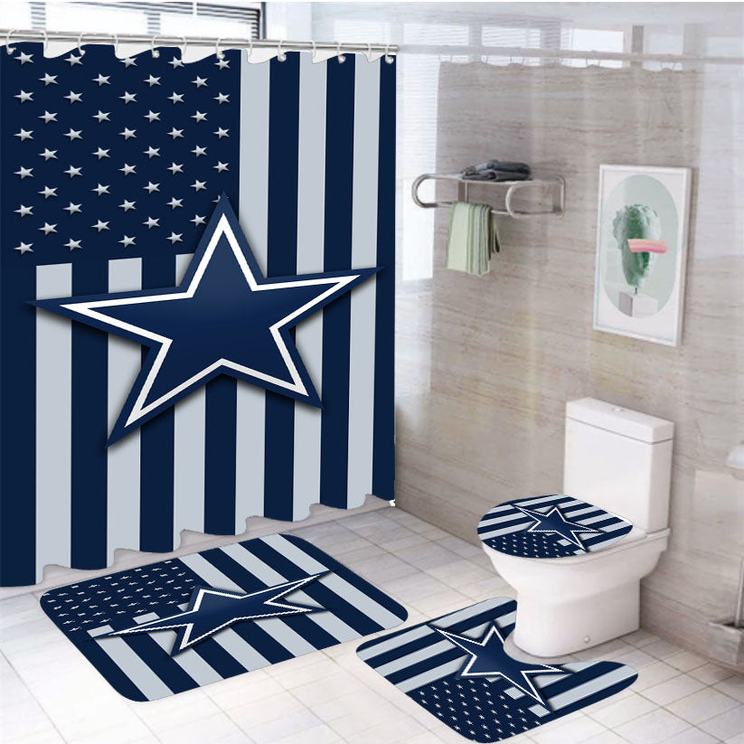 Dallas Cowboys Logo Flag 4Pcs Bathroom Set Shower Curtain