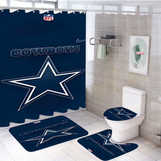 Dallas Cowboys Logo Nfl 4Pcs Bathroom Set Shower Curtain