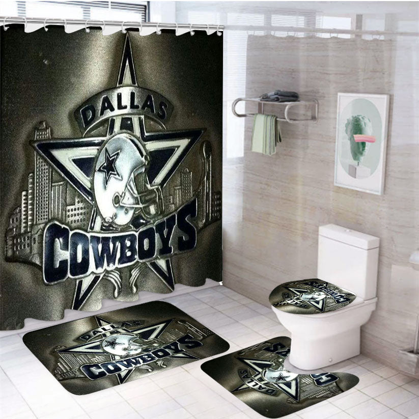 Dallas Cowboys Nfl 2 4Pcs Bathroom Set Shower Curtain