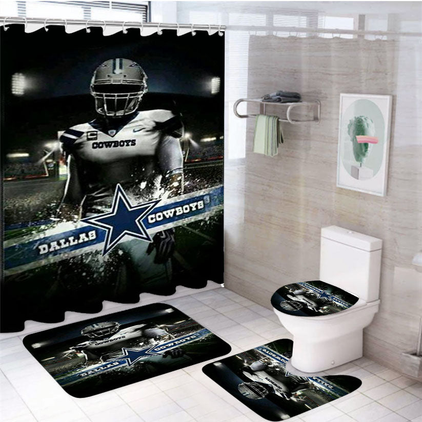 Dallas Cowboys Player 4Pcs Bathroom Set Shower Curtain
