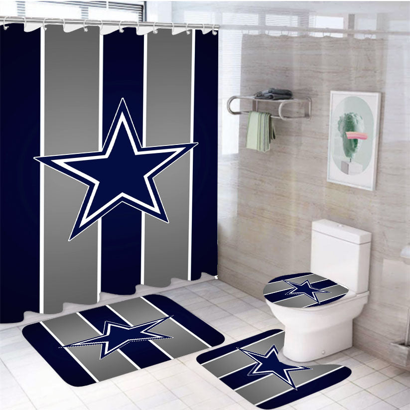 Dallas Cowboys Stars Logo 4Pcs Bathroom Set Shower Curtain