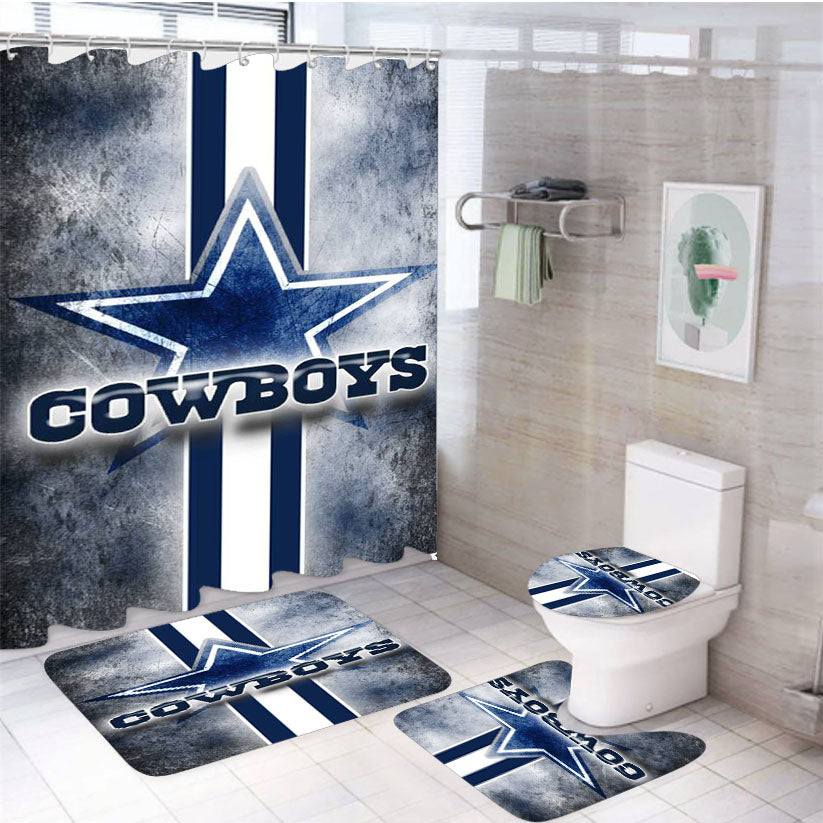 Dallas Cowboys Wallapaper 4Pcs Bathroom Set Shower Curtain