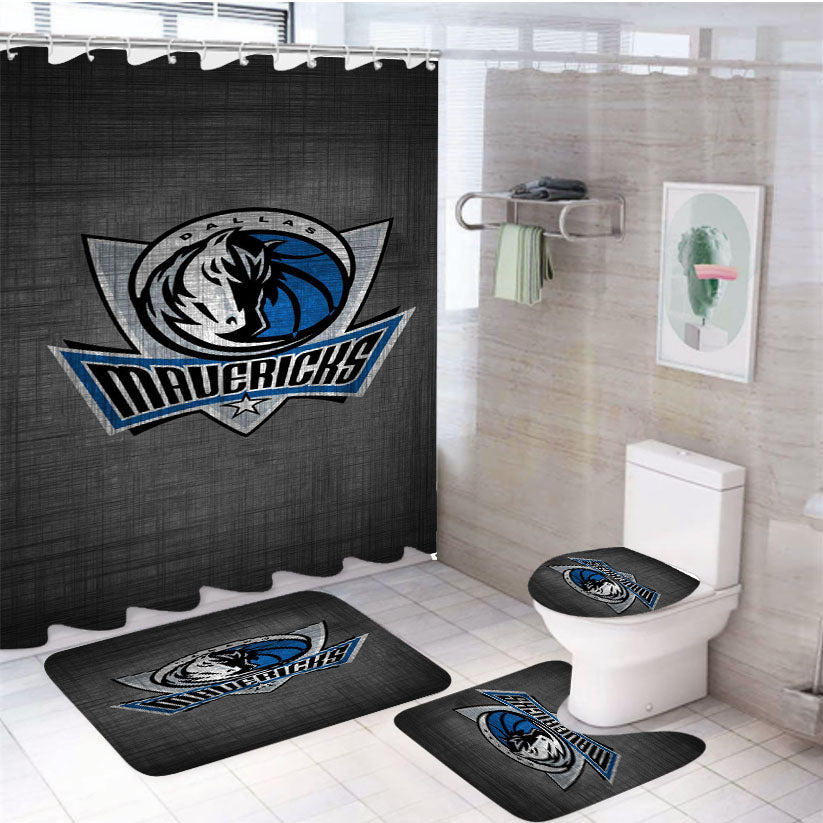 Dallas Mavericks Basketball Team Logo 4Pcs Bathroom Set Shower Curtain