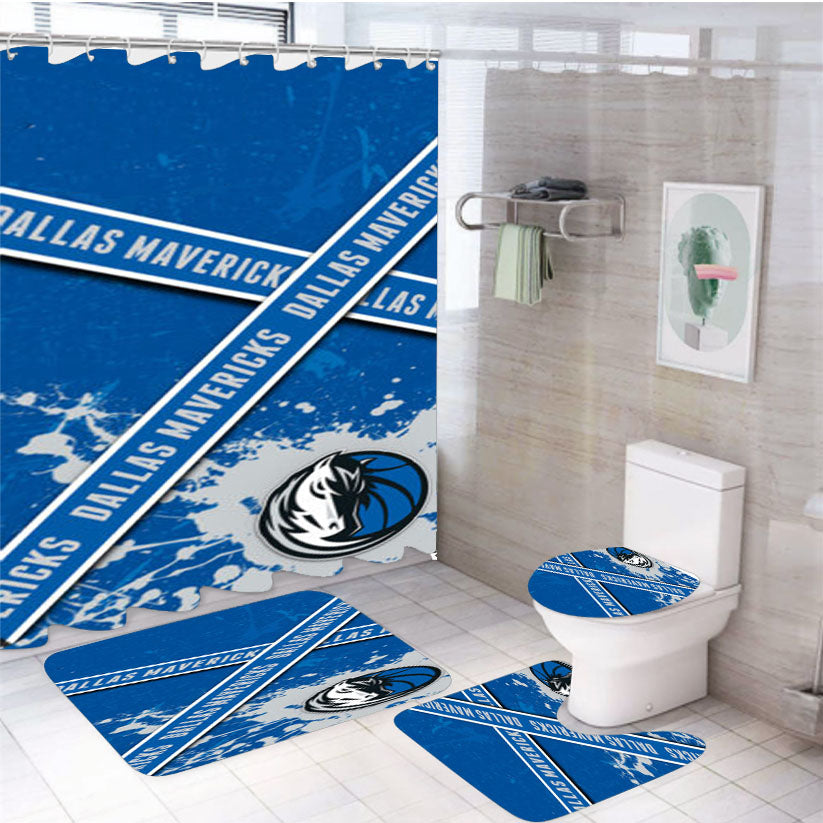 Dallas Mavericks Logo 4Pcs Bathroom Set Shower Curtain