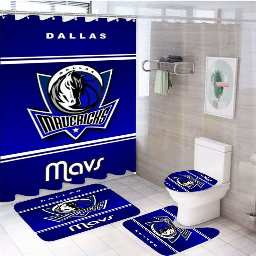 Dallas Mavericks Nba Basketball 4Pcs Bathroom Set Shower Curtain