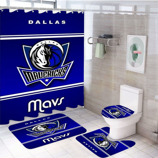 Dallas Mavericks Nba Basketball 4Pcs Bathroom Set Shower Curtain